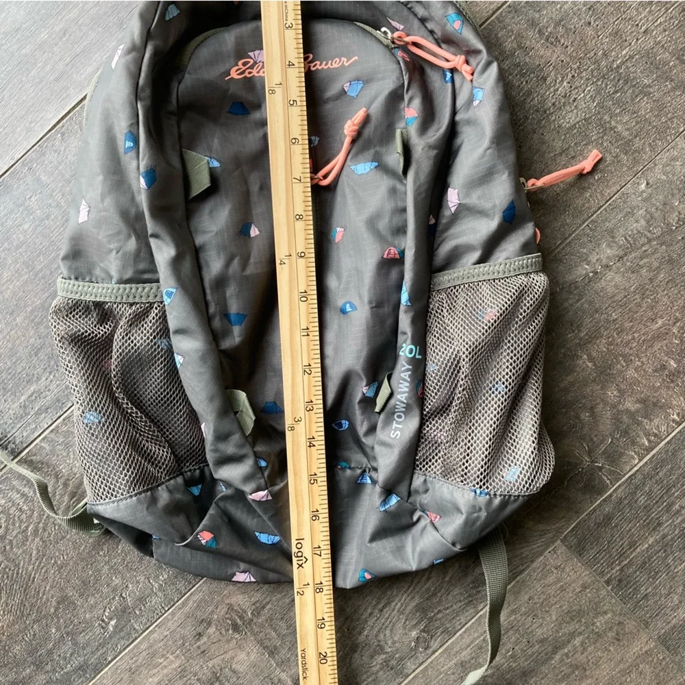 Eddie Bauer Stowaway Backpack 20L Gray‎ with Tent Camping Graphic Foldable